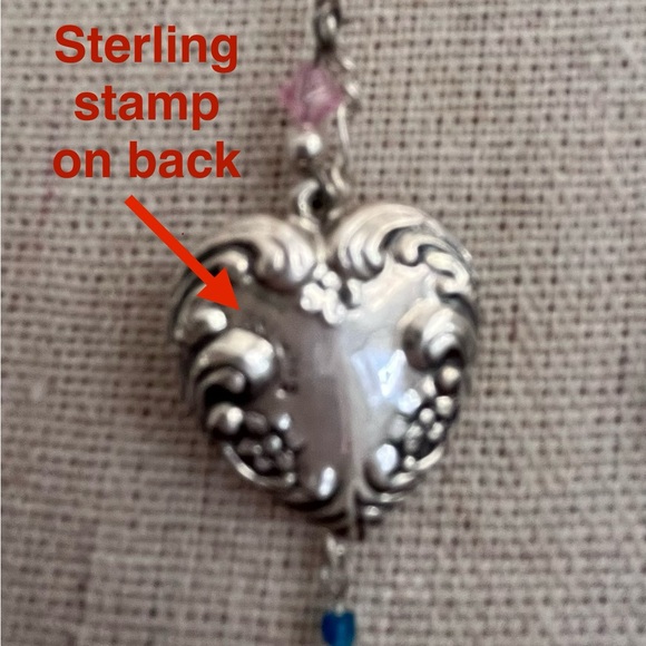 Vintage Sterling Silver Fairy Heart Dangle Earrings 925 Spring Whimsical Gift - Picture 7 of 11